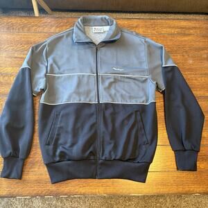 MacGregor Track Jacket Mens L Sweat Full Zip Up Gray Black Tennis Vintage